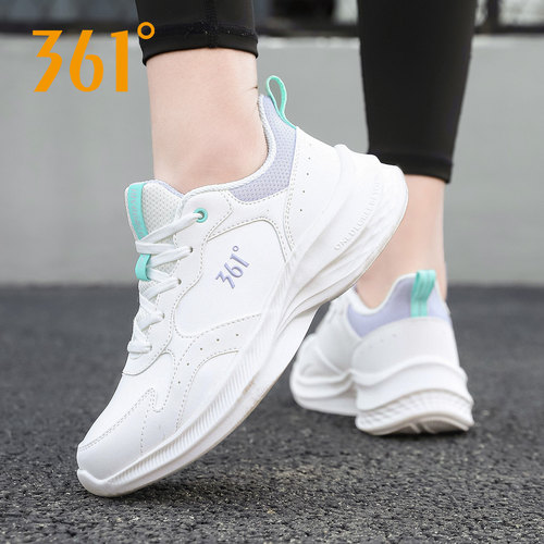 361跑步鞋女鞋秋冬皮面防水鞋子冬季361度官方旗舰店正品运动鞋女 - 图1