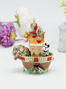 珐琅彩金属工艺品诺亚方舟城堡船小饰品收纳桌面装饰摆件精美礼品