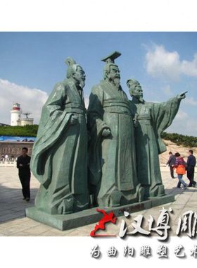 玻璃钢仿铜范蠡人物雕塑园林铸铜古代名人写字场景雕塑铜雕名人像