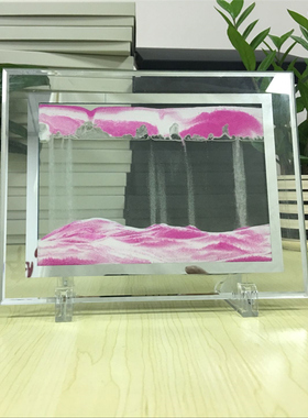 家居装饰品创意流动山水玻璃流沙画D生日礼物办公室客厅3D沙漏摆