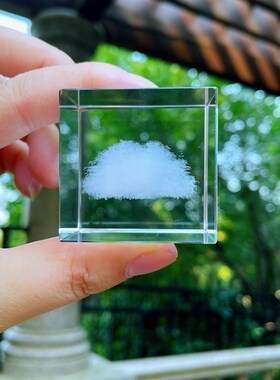 治愈系水晶方体月l球心形摆件云立方下雨云朵太阳系女生日礼物解