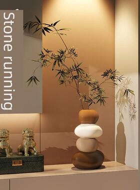 石来运转创意桌面花瓶摆件客厅玄关壁龛电视柜装饰品乔迁新居礼物