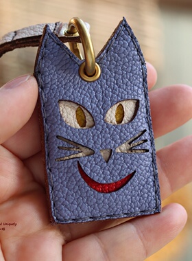CU原创设计双面猫真皮挂件包包挂饰门禁卡套钥匙挂件高级感礼物