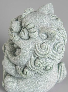 逗兽记新中式客厅装饰桌面摆件青砂石风狮爷招财鱼缸装饰造景摆设