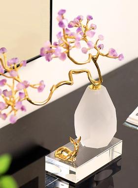 高端大气玻璃摆件高级感客厅玄关桌面装饰工艺品轻奢高档乔迁礼物