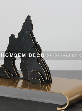 新中式家居软装饰品金属样板房间桌面茶J几摆件艺术售楼处展厅摆