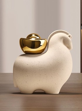 贝汉美新中式马上有钱摆件客厅电视柜办公室酒柜装饰乔迁开业礼物