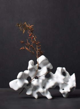 陶瓷太湖石小摆件手工山子创意书房笔架玄关茶席盆景W枯山水假山