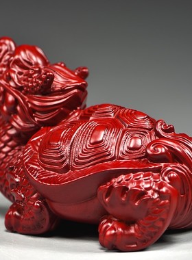 红花梨龙龟木质龙头龟玄武雕刻摆件家居客厅办公室装饰红木工艺品