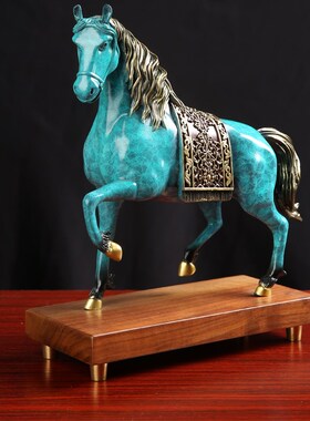 新中式黄铜办公室马摆件马到成功B装饰品客厅店铺开业礼品玄关摆