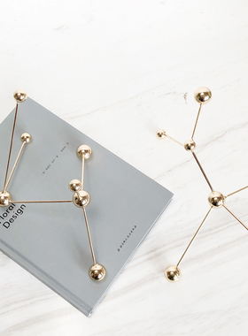 现代简约欧式点线球几何辐射状金属摆件样板房售楼处软Z装饰品摆