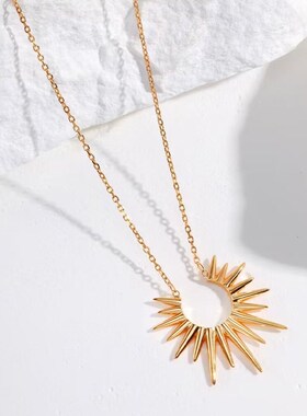 独特气质太阳项链女小众轻奢欧美风颈链轻奢精致复古个性百搭配饰