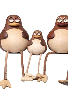 原上城大大鸟实木质办公室桌面玄关客厅装饰摆件家居饰品轻奢高档