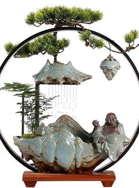 招财流水摆件创意家居玄关客厅桌面办公室循环水喷泉开业乔迁礼品