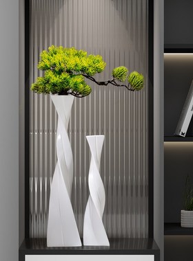 入户玄关装饰摆件电视q柜壁龛高细长花瓶轻奢高级感客厅家居装饰