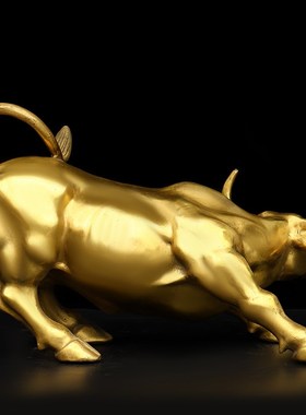 纯铜牛摆件金牛华尔街牛牛气冲天办公室装饰N客厅家用招财店铺开