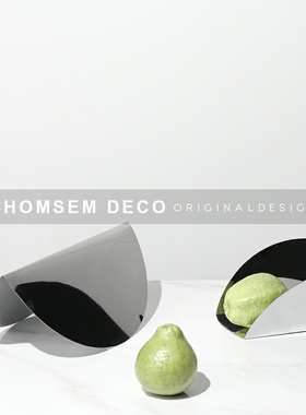 简约现代轻奢金属果盘托盘创意软装饰品家居样板房间Y客厅桌面摆