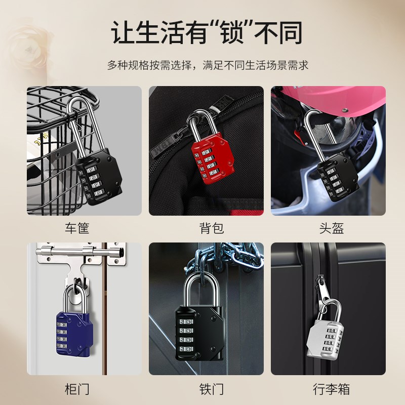 健身房密码锁挂锁衣柜子储物柜门小型大学生宿舍家用行李箱带钥匙 - 图1