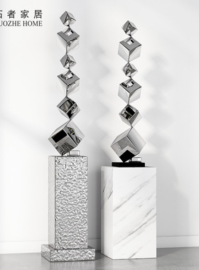 现代轻奢a落地雕塑艺术品几何不锈钢样板间酒店大堂玄关走廊摆件