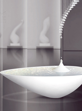 创意禅意喷泉摆件水滴山水水景小品简约现代N流水会所招财水钵聚