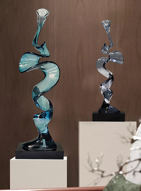 现代抽象摆件客厅玄关家居软x装饰工艺术品透明树脂电视柜创意雕