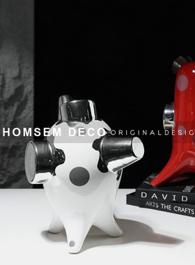 现代创意异形机器人陶瓷抽象摆件样板间J客厅电视柜玄关桌面装饰