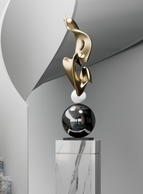 现代艺术雕塑落地摆件电视柜旁A酒店大堂装饰品样板房客厅玄关摆