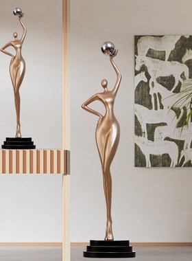 抽象艺术玄关壁龛k竖高摆件电视柜过道客厅落地人形雕塑意式软装