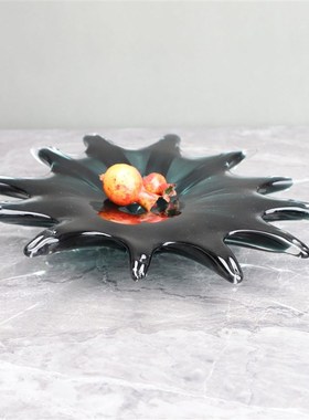 现代轻奢几何琉璃j收纳果盘摆件客厅茶几样板间办公室酒店家居软