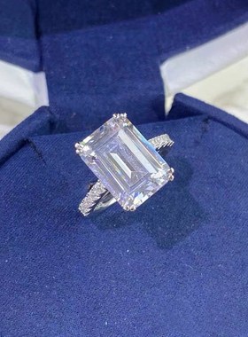 珠宝 2023新款S925银y高碳钻长方形10*14mm欧美风时尚百搭女