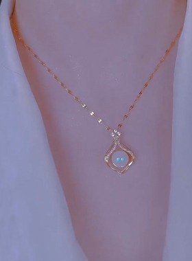 新款气质优雅人鱼姬项链女高级A感轻奢钛钢吊坠冷淡风锁骨链颈链