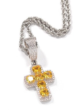 时尚铜镶彩色锆石十z字实心吊坠街头潮人首饰品跨境货源