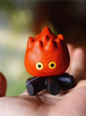 Joe/小火堆摆l件可爱原木创意礼物家居装饰火苗车载桌面摆件