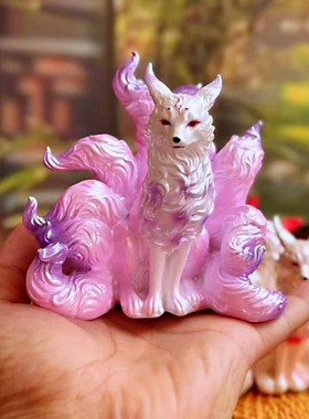 九尾狐摆件灵狐堂口白狐狸汽车车载家居装L饰品客厅玄关桌面小摆