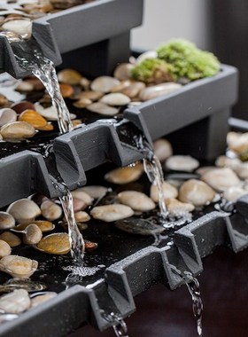 瀑布流水饰品古都简约现代莲花池石槽鱼缸循环器水景装饰景观配件