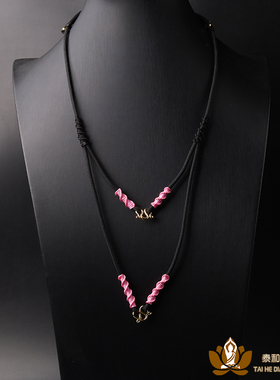 泰国编织佛牌绳双挂多色黑色男女款可调节手工打结佛牌链子二挂