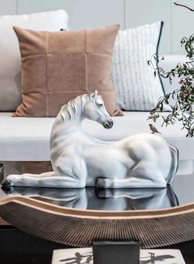 轻奢新中式马摆件物语动物雕塑骏马样板房玄关桌面装饰艺术摆件