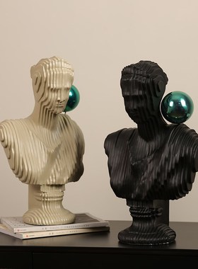 现代轻奢吹泡泡少女雕塑摆件极简人物雕像客厅电视柜艺术装饰送礼