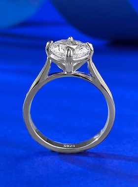 珠宝 新款gS925银经典圆形白钻8.0mm戒指环欧美ins跨境热销款