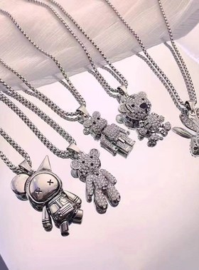 项链女潮新款可爱镶钻项链吊坠男C潮嘻哈挂坠长款毛衣链情侣配饰