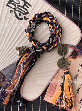 山鬼花钱李火旺印象o手链新中式铃铛手串百搭复古藏式手工编制手