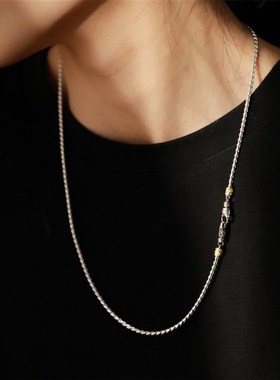 唐草纹双扣头龙骨链项链女小众设计感秋冬毛衣链时尚高.级新款潮