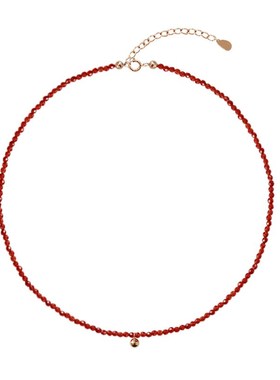 天然红宝石项链女轻奢小众转运金珠D细锁骨链显白项链不掉色女夏