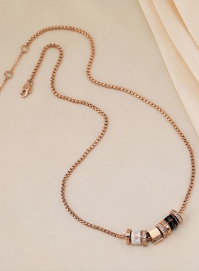 钛钢小蛮腰e项链女夏轻奢小众设计转运珠情人节礼物组合网红首饰