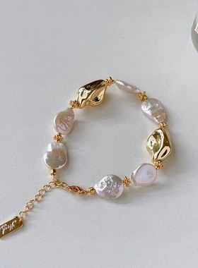 天然异形巴洛克锁骨链pins高级感小众复古淡水珍珠项链女百搭秋冬