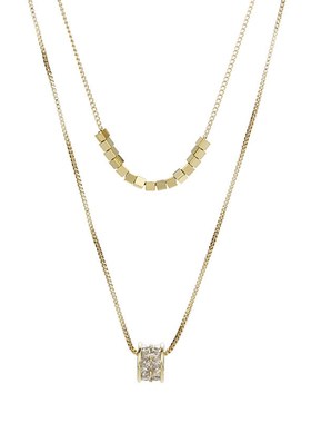 奢华超闪方块双层叠戴项链u女轻奢微镶锆石小蛮腰锁骨链优雅气质