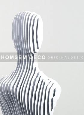 简约现代轻奢创意软装饰品叠片剪影抽象人物摆件样板房.间展厅雕