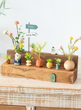 阿楹 客厅精致玄关小摆件微缩 办工桌植物书架洞洞板电视柜装饰花