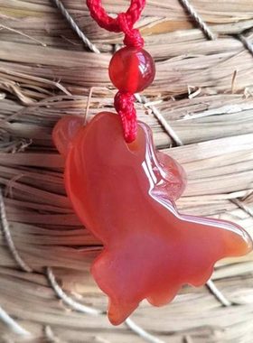 红玛瑙金鱼吊坠挂件饰品红色小鱼项坠年年有余水晶鱼男女随身挂饰