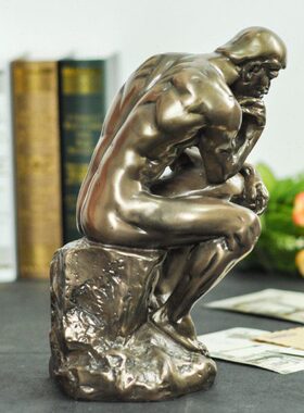 雕塑古铜色人物复古摆件思想者沉思者思考艺术品工艺品家居装饰品